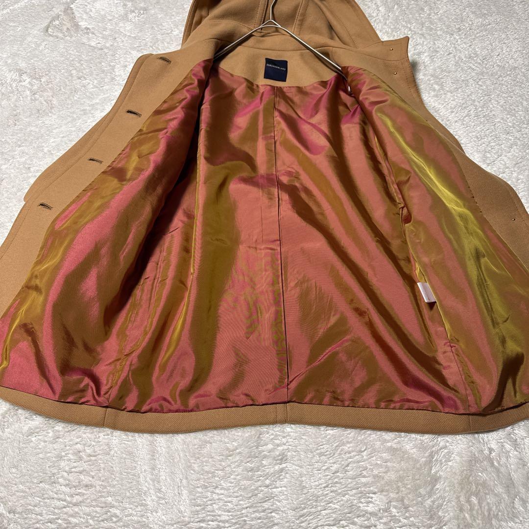 TOMORROW LAND キャメル色 フード付きピーコート カシミヤ混