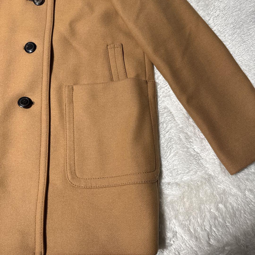 TOMORROW LAND キャメル色 フード付きピーコート カシミヤ混