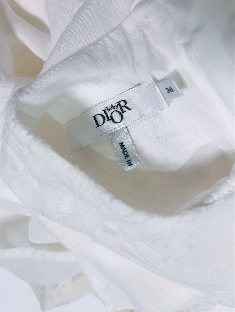 超美品　baby Dior ホワイト ノースリーブ フレアドレス　カナージュ
