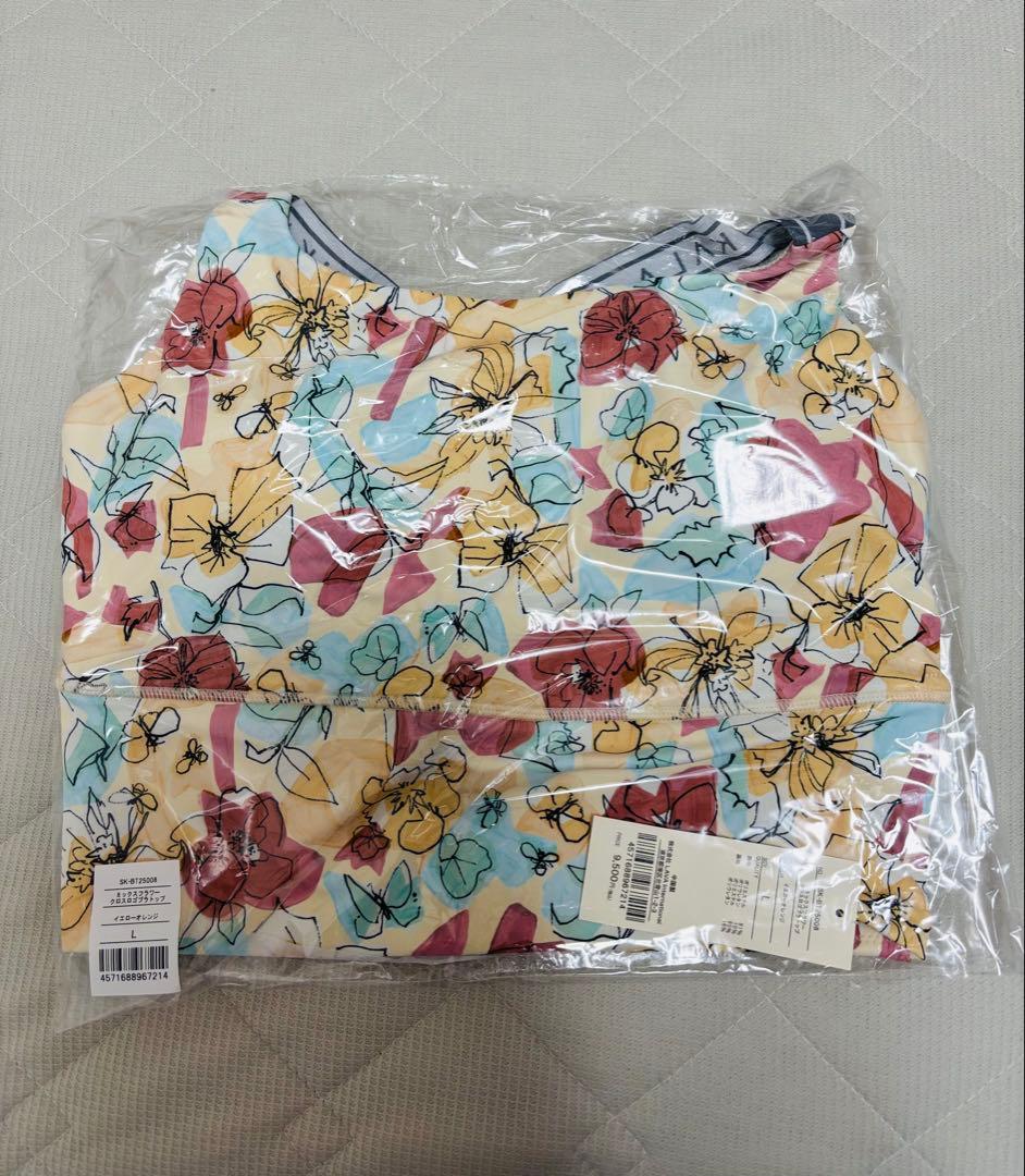 【SUKALA】ミックスフラワークロスロゴブラトップ　イエローオレンジ　L