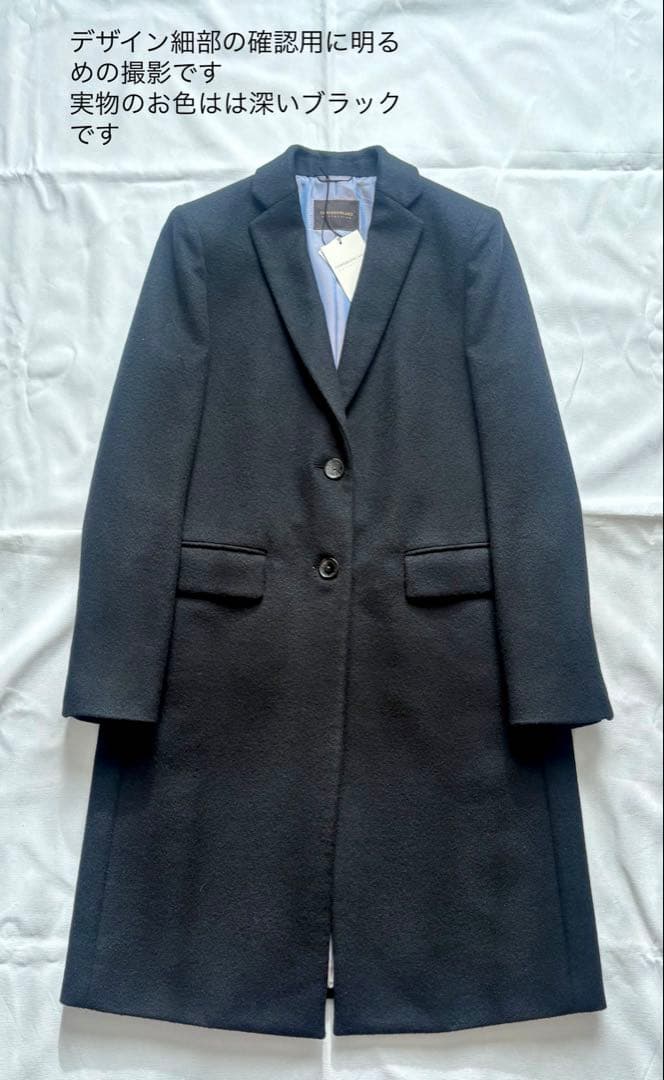 TOMORROWLAND カシミヤ混 ウールチェスターコート 黒 38 9号 M