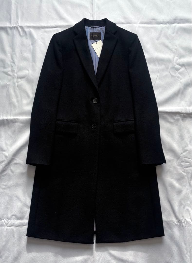 TOMORROWLAND カシミヤ混 ウールチェスターコート 黒 38 9号 M