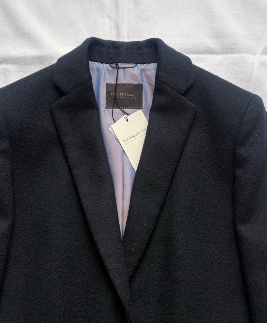 TOMORROWLAND カシミヤ混 ウールチェスターコート 黒 38 9号 M