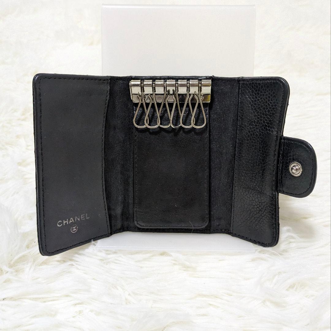 大人気✨CHANEL　シャネル　マトラッセキーケース　キャビアスキン　ブラック