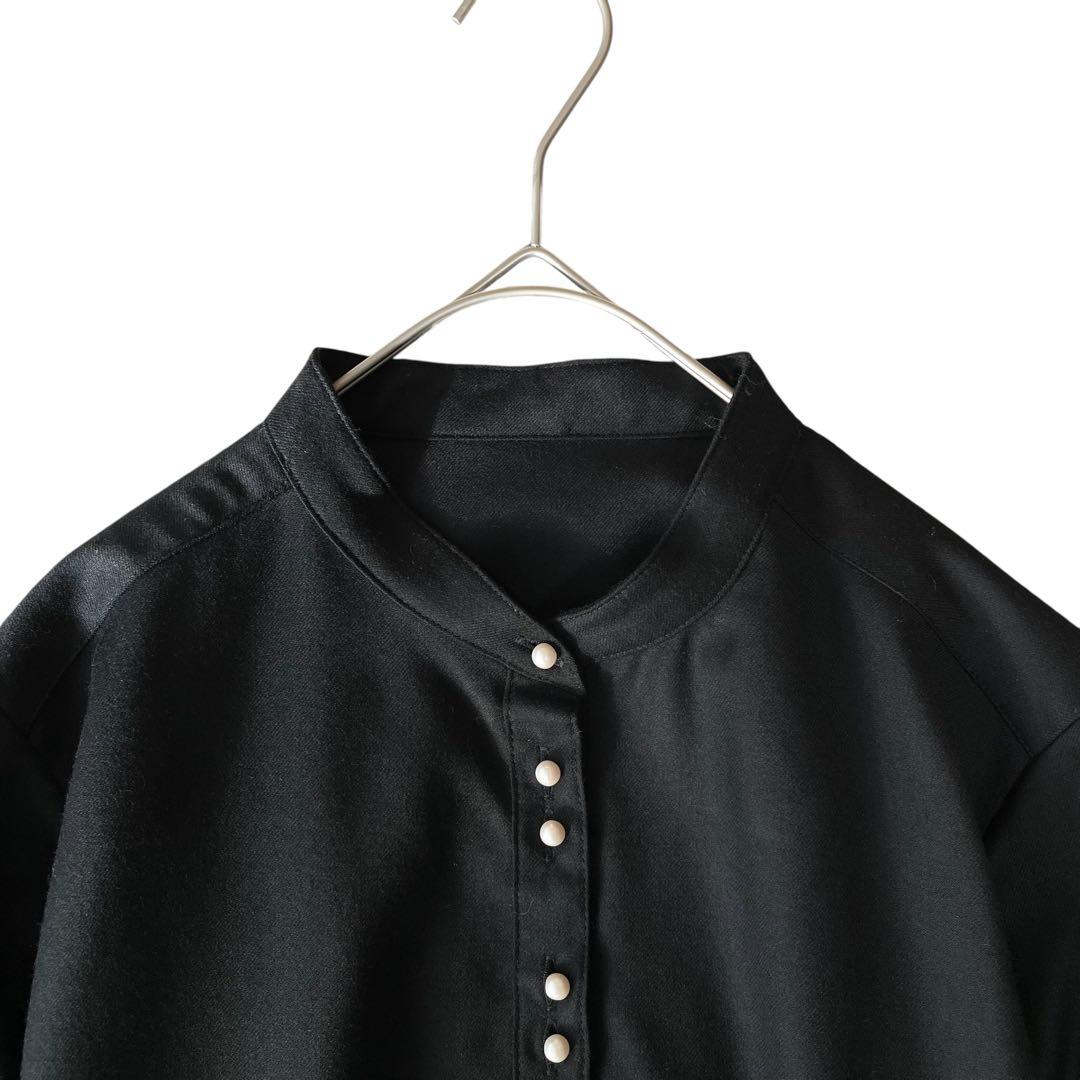 完売✨ほぼ未使用✨SHIPS パールモチーフボタンワンピース ウール ブラック