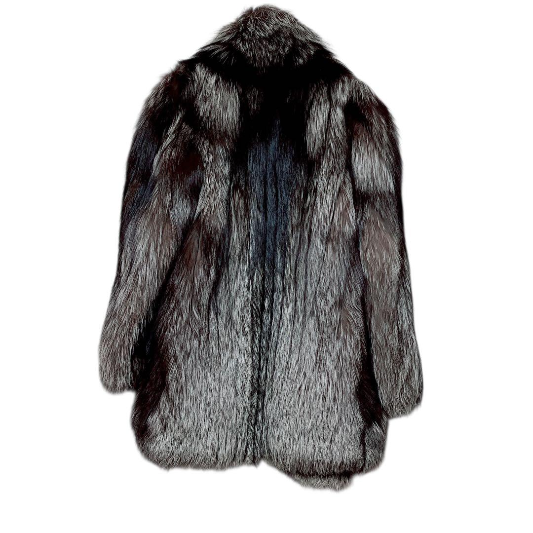 【肉厚✨極美品】総丈80 シルバーフォックス ファー 毛皮 L なめし柔らか◎