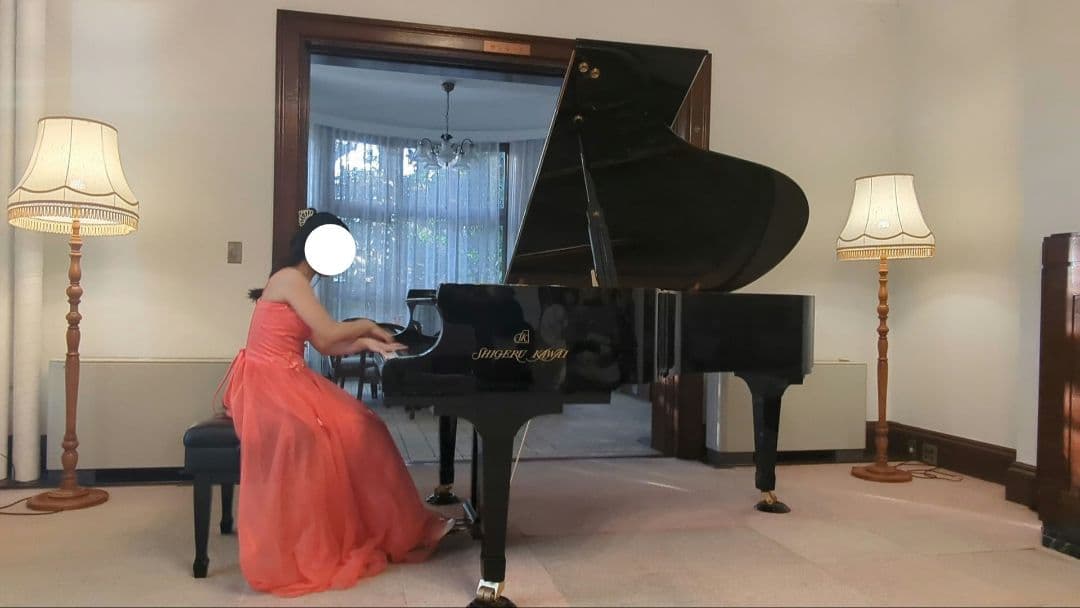 ドレスルームアミ コーラルピンク ロングドレス 演奏会 カラードレス