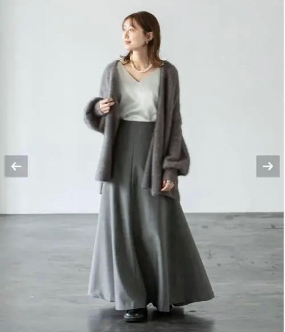 M*様 NOBLE ファーニットパフカーディガン　グレー