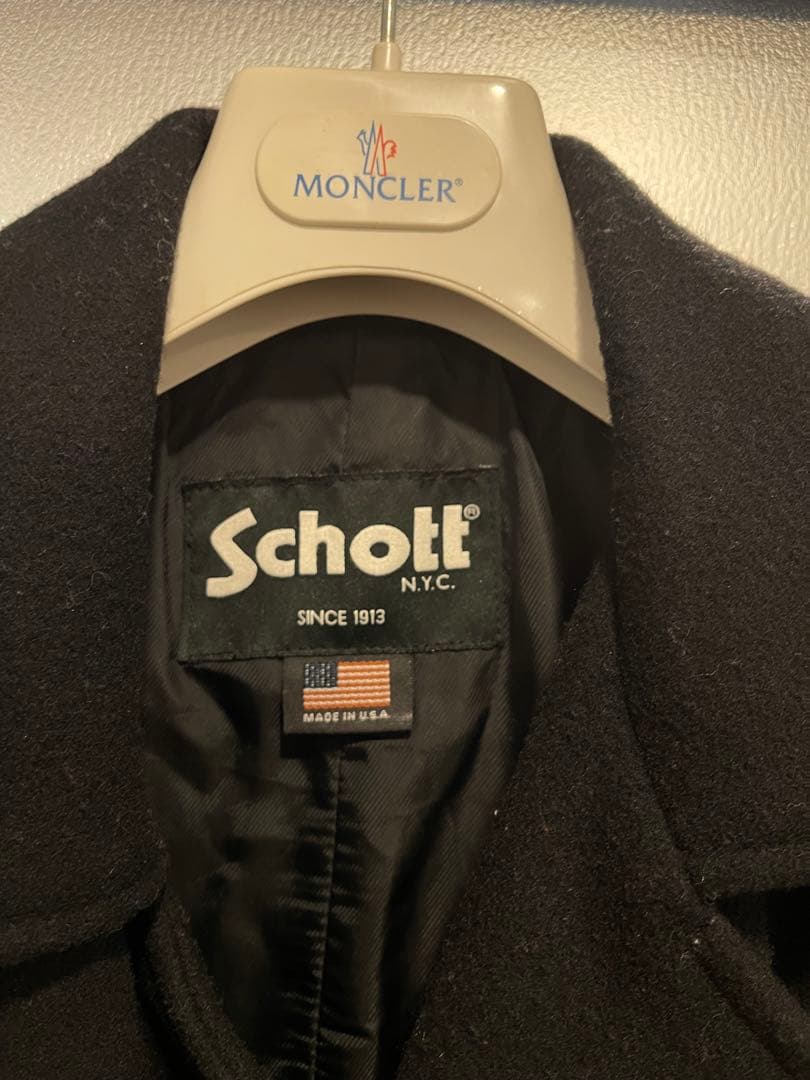レアアイテム Schott N.Y.C. 黒 Pコート ジップ アメリカ製