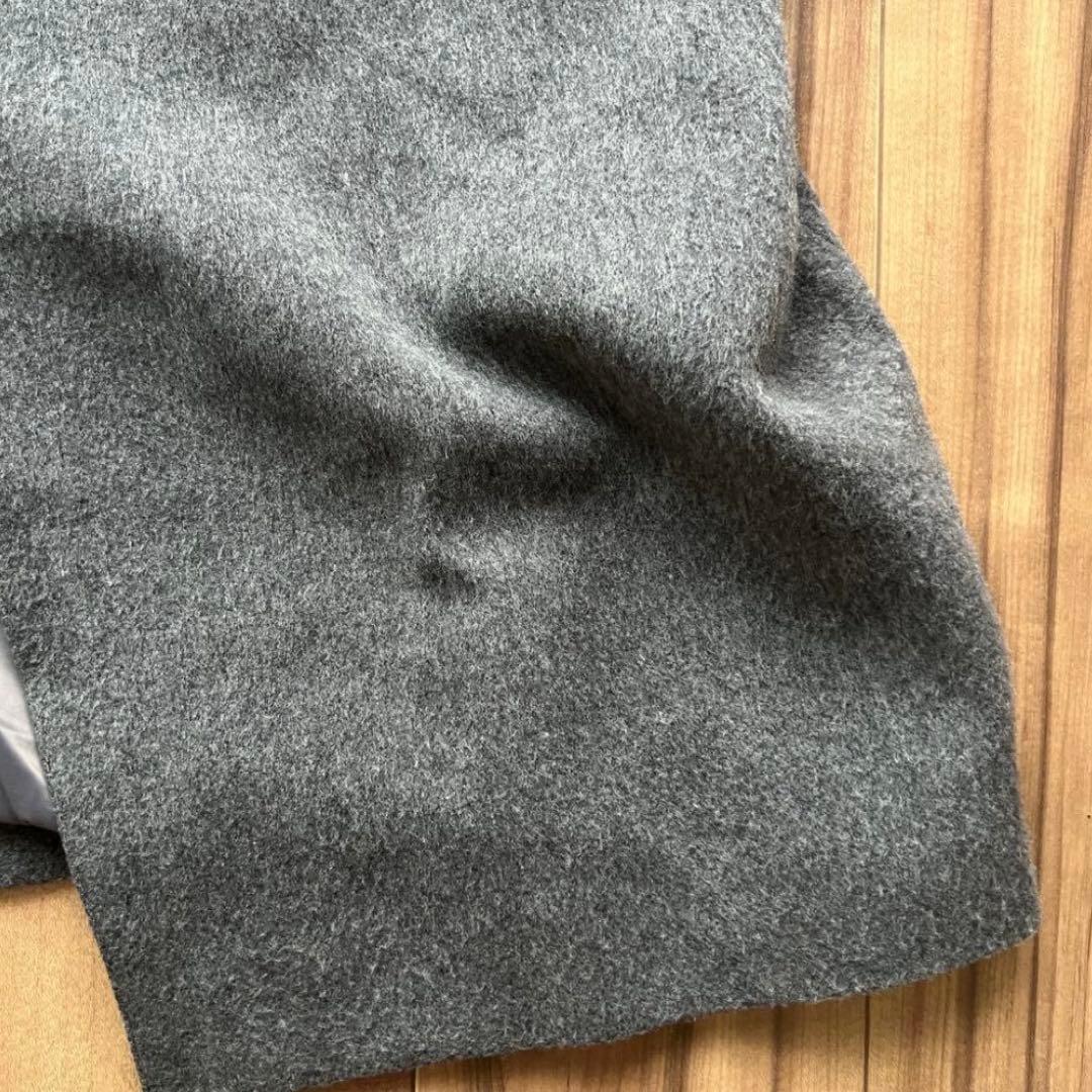 あめ様　北欧暮らしの道具店 アレンジ襟のかろやかチェスターコート グレー