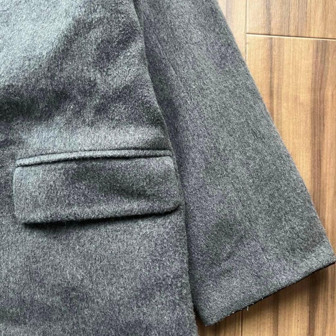 あめ様　北欧暮らしの道具店 アレンジ襟のかろやかチェスターコート グレー