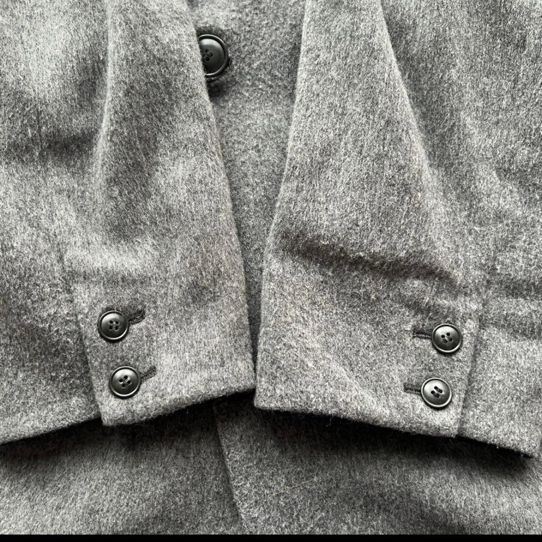 あめ様　北欧暮らしの道具店 アレンジ襟のかろやかチェスターコート グレー