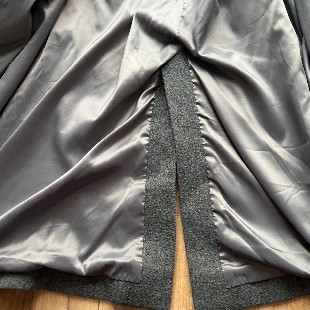 あめ様　北欧暮らしの道具店 アレンジ襟のかろやかチェスターコート グレー