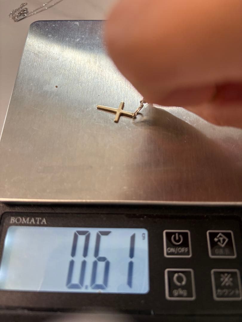 アガット　k10 クロス　十字架　ダイヤモンド0.06ct ネックレストップ