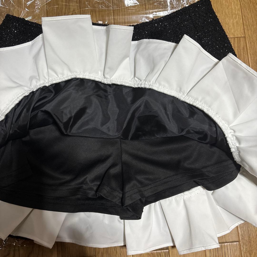 スパンコールツィード　ミニスカート　ブラック