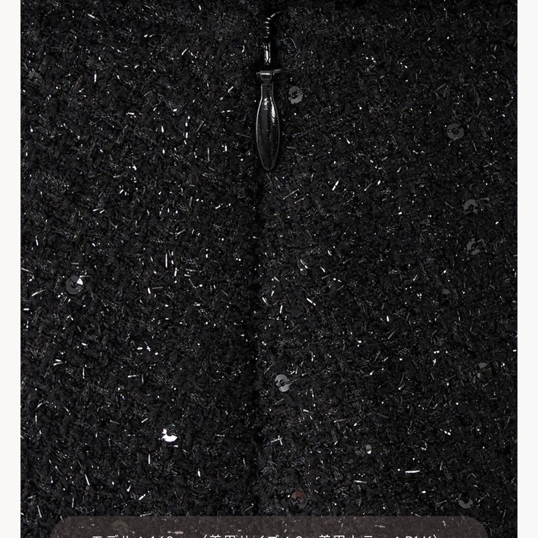 スパンコールツィード　ミニスカート　ブラック