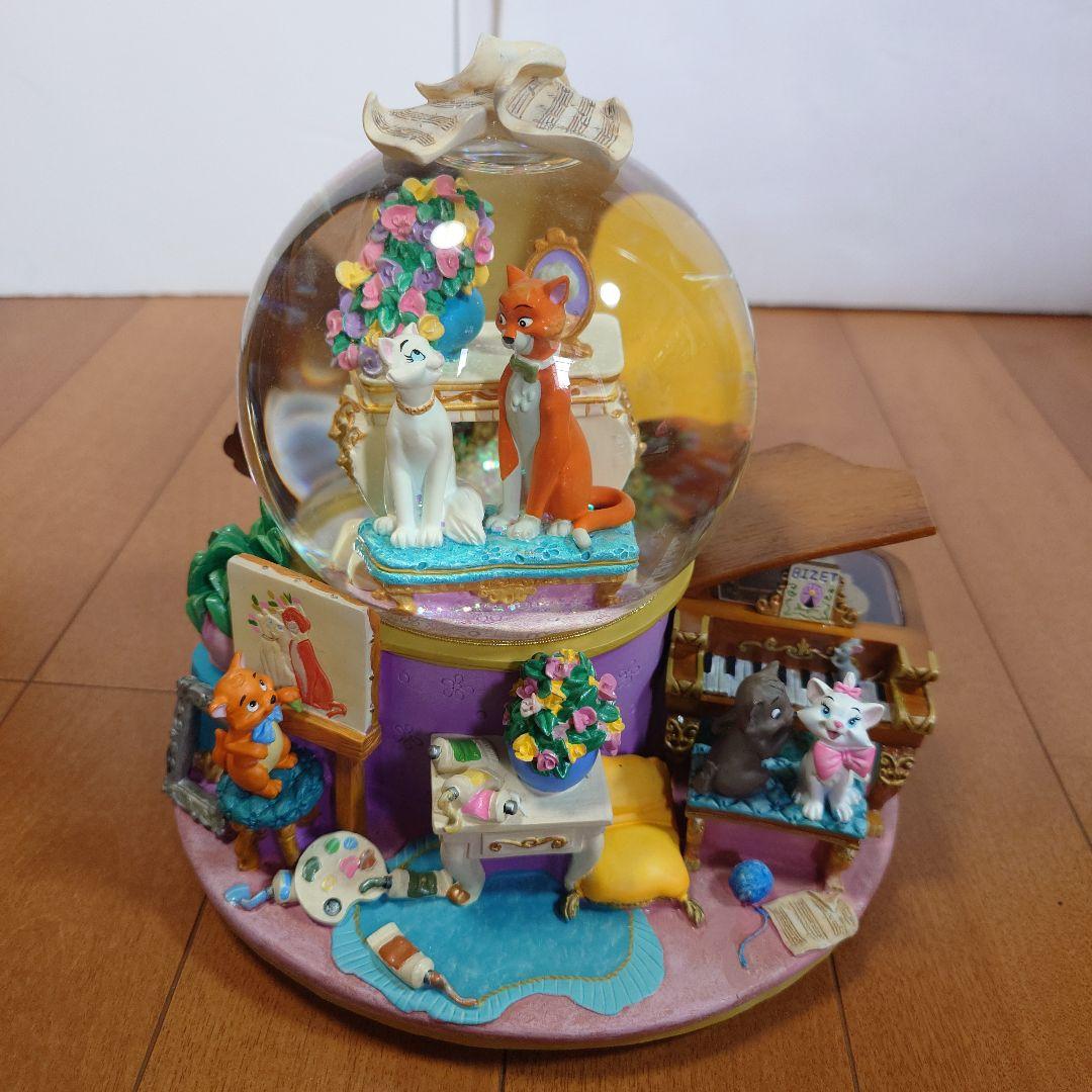 【レア美品】ディズニー おしゃれキャット スノードーム型オルゴールスノーグローブ