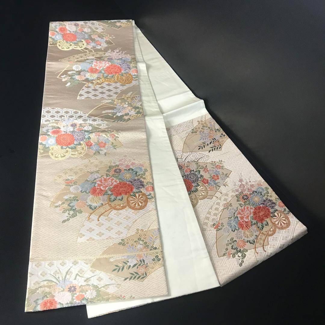 ZF-773 袋帯 本金箔 花小袖 高級 花車 正絹 六通 逸品
