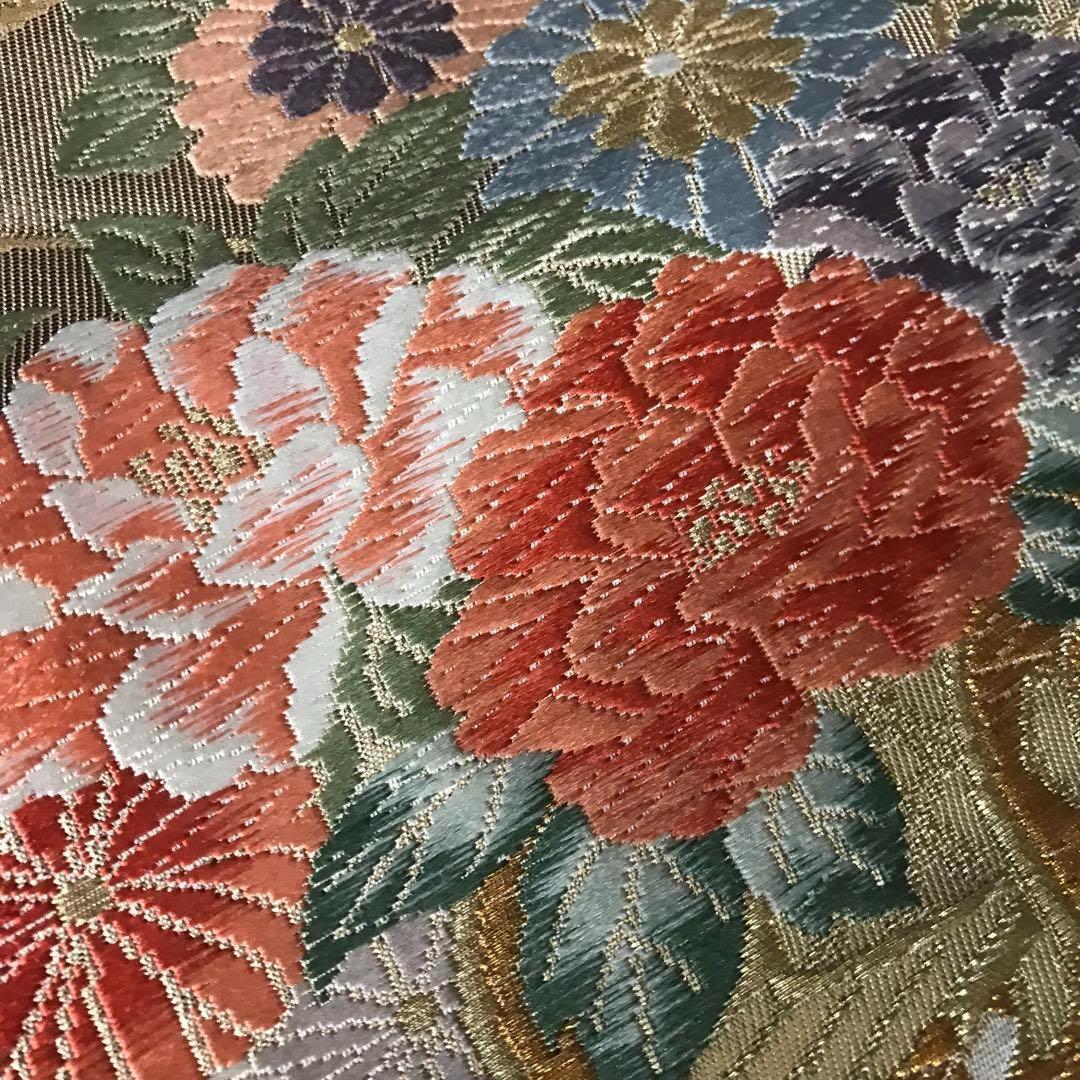 ZF-773 袋帯 本金箔 花小袖 高級 花車 正絹 六通 逸品