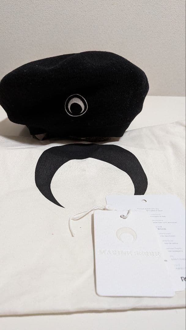 MARINE SERRE ブラック ベレー帽 S