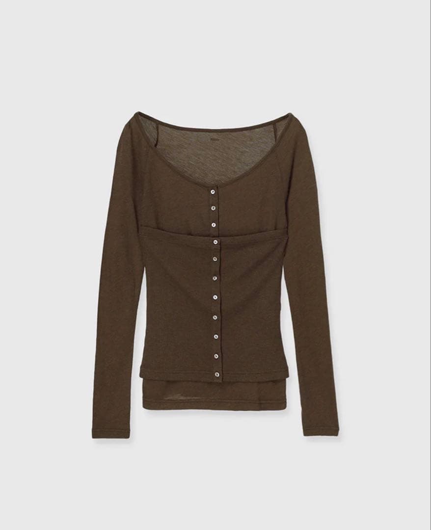 anuans シアーウールレイヤリングトップス　ブラウン