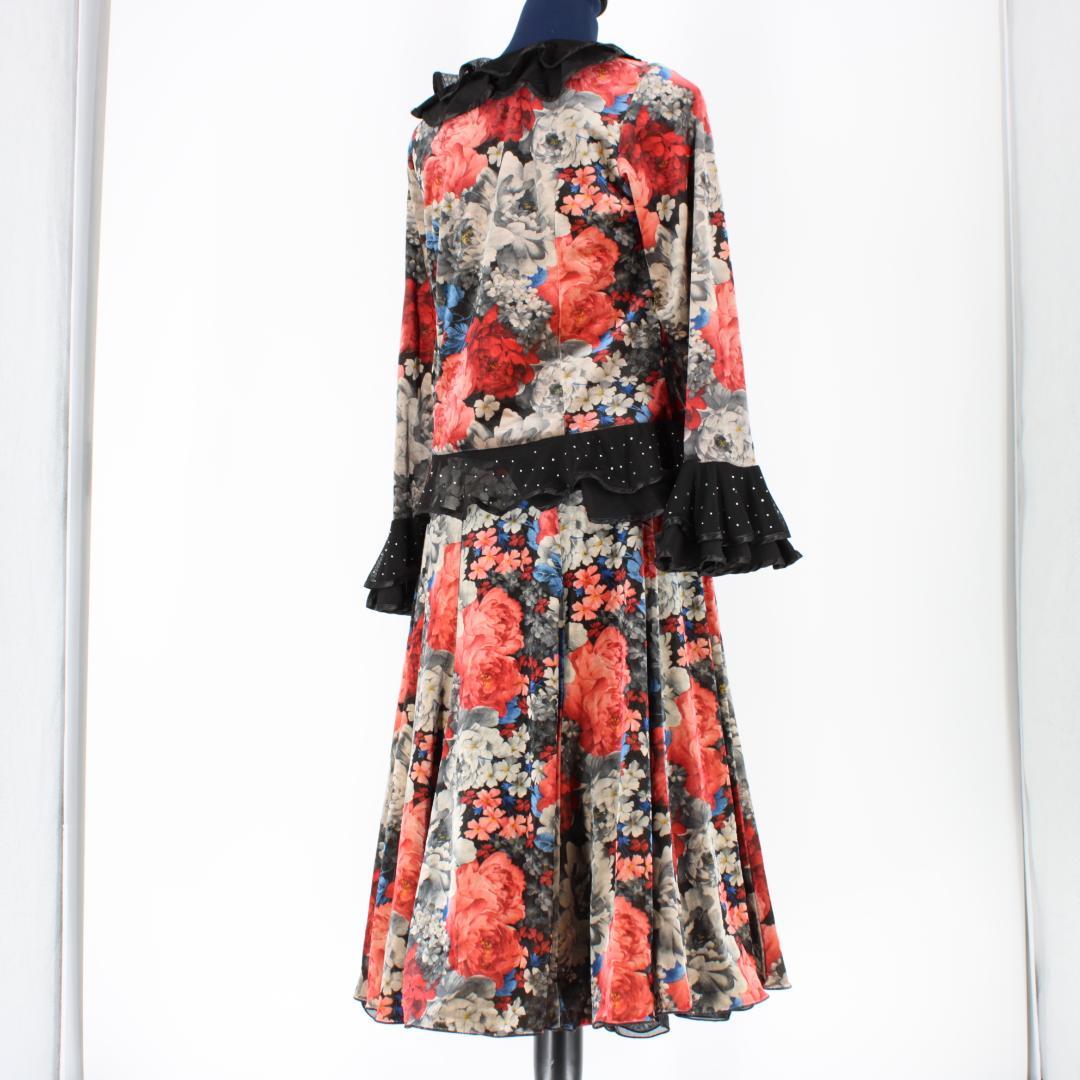 【美品 社交ダンス衣装】Mサイズ Lサイズ 上下セット トップス スカート 黒