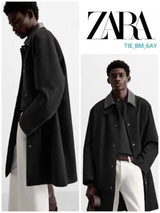 ZARAレザートレンチステンカラーチェスターコートLIMITED EDITION