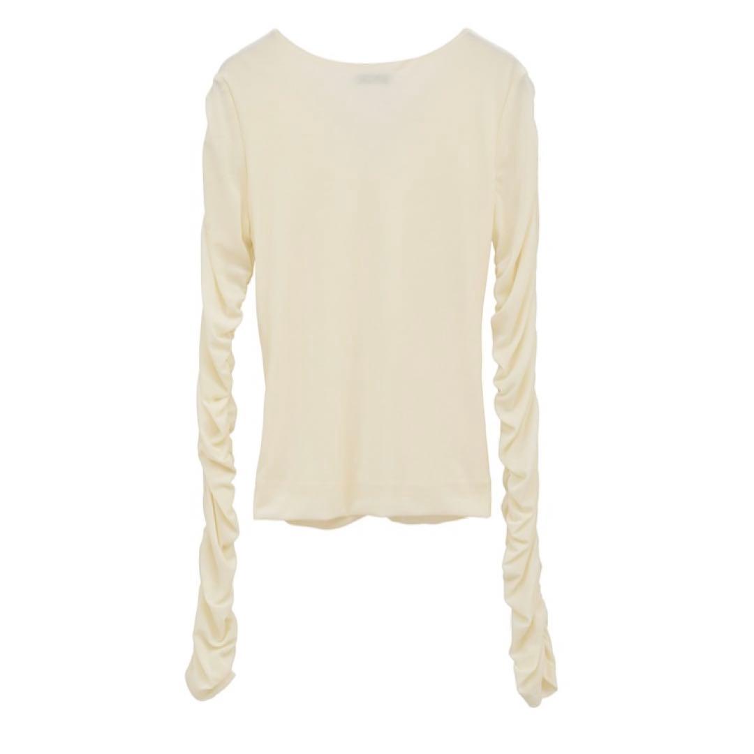 トップス CLANE W TULLE SHIRRING TOPS