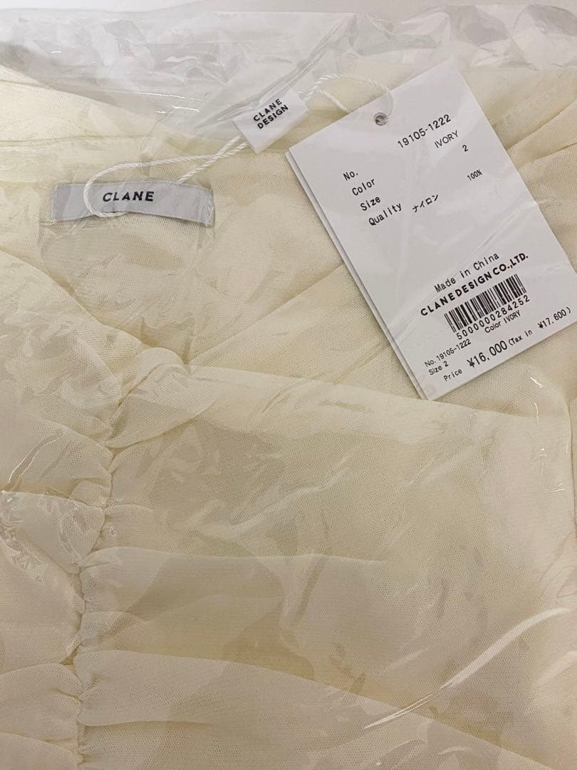 トップス CLANE W TULLE SHIRRING TOPS