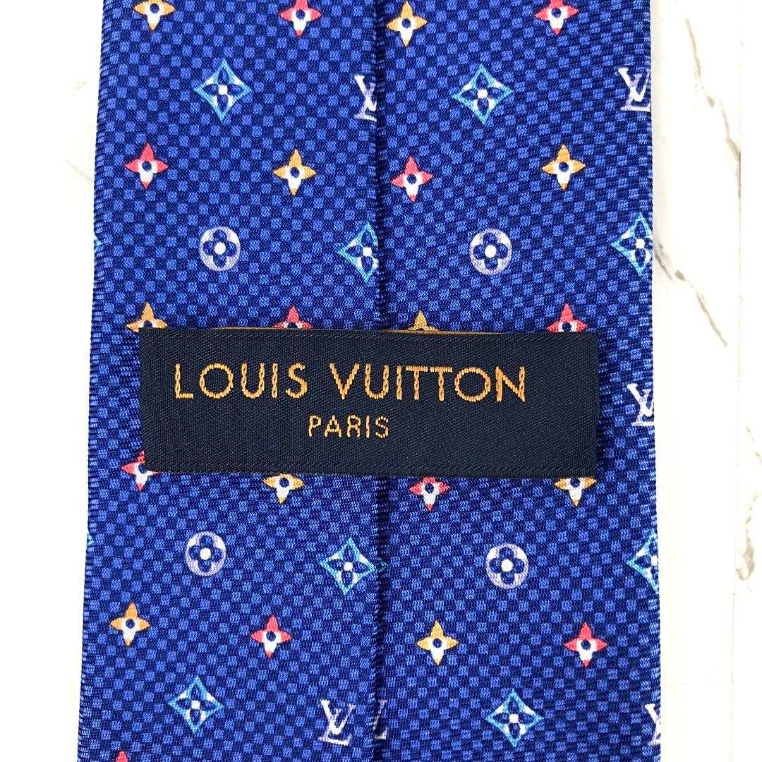 うし　未使用級　現行　ルイヴィトン　ネクタイ　モノグラムハーロー　ブルー