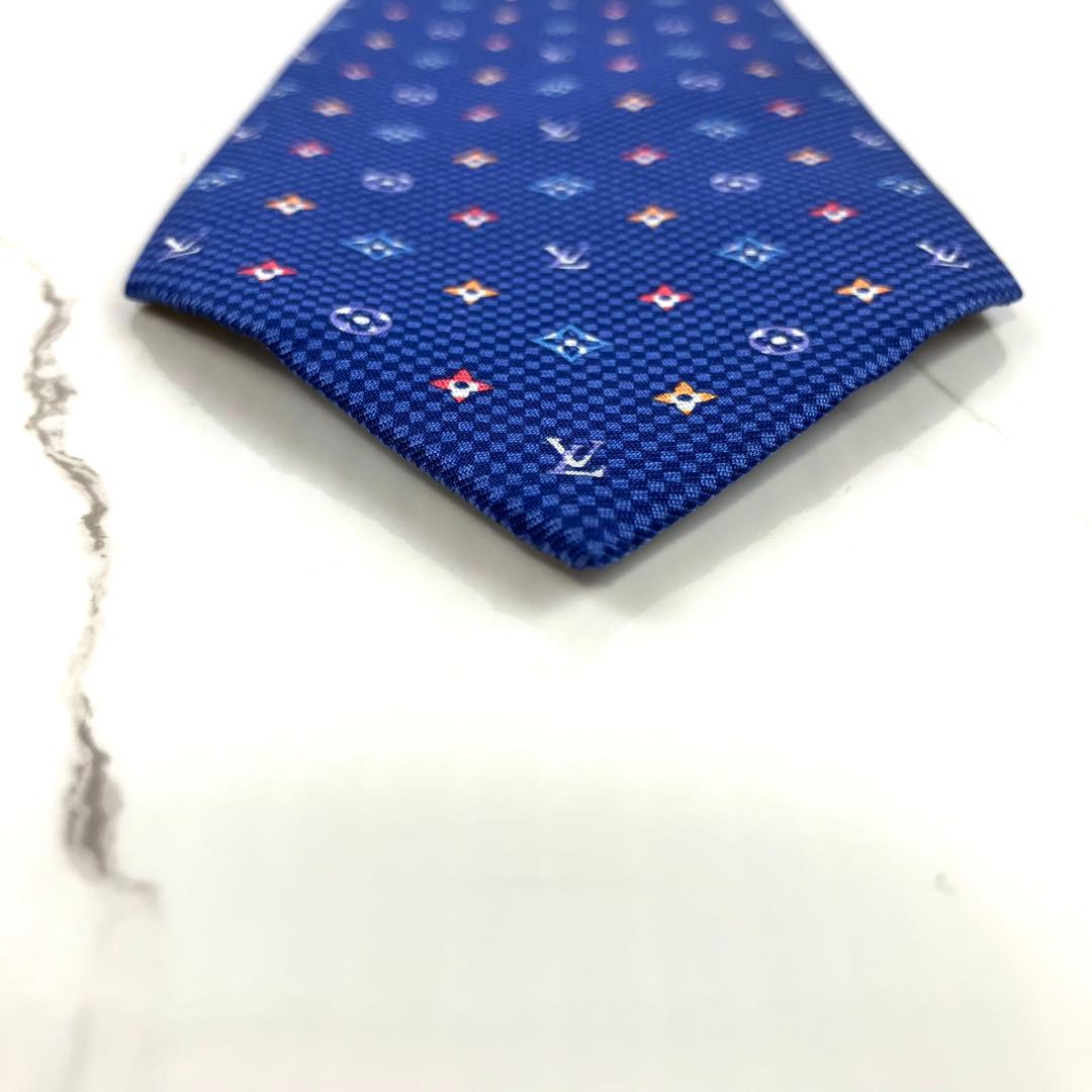 うし　未使用級　現行　ルイヴィトン　ネクタイ　モノグラムハーロー　ブルー