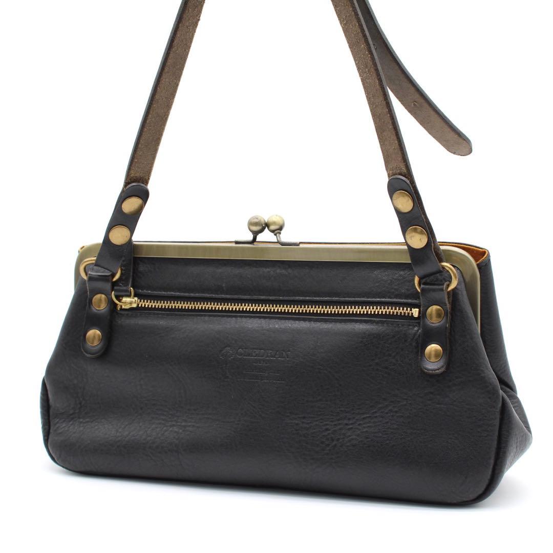 【美品】CLEDRAN ノム がま口 ポシェット ショルダーバッグ ブラック