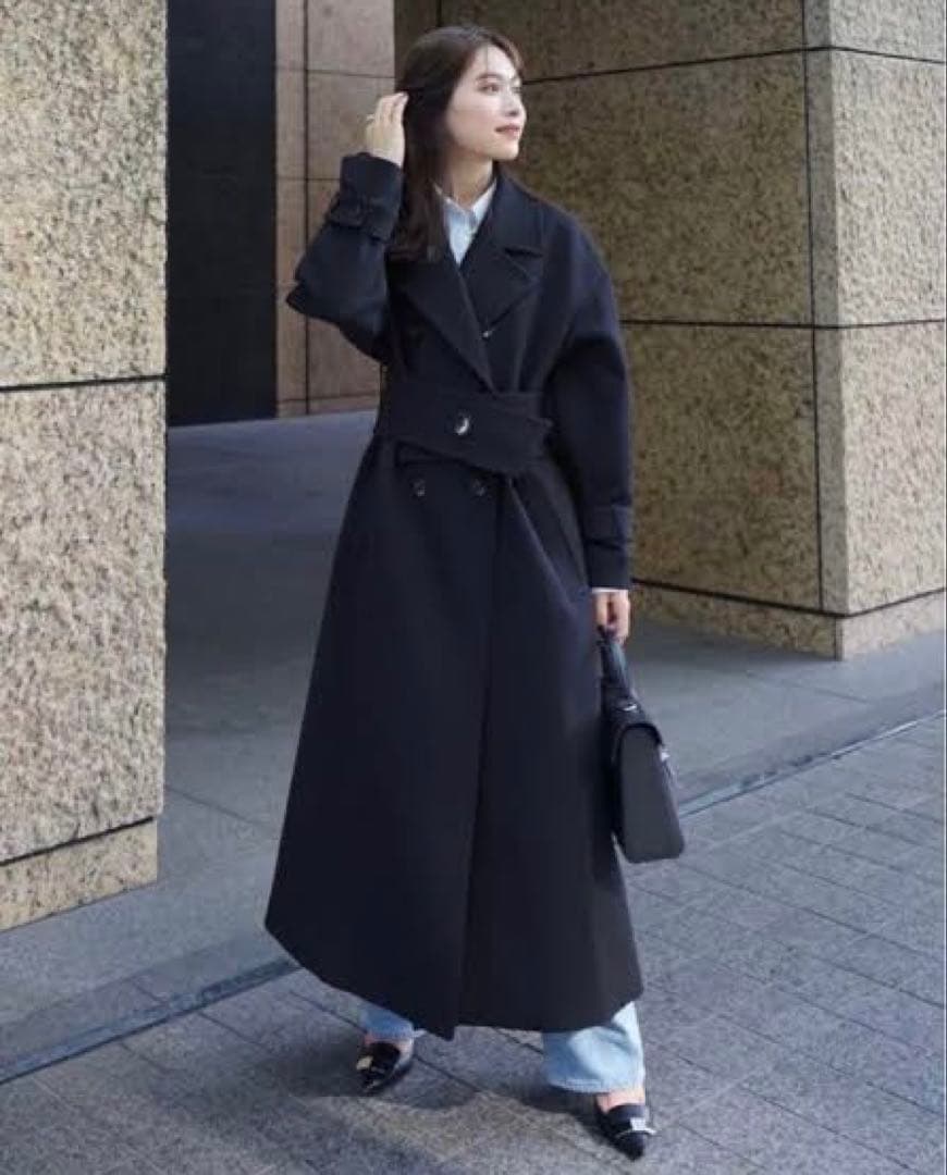 L'AUBE BLANC ローブブランWide belt Trench coat