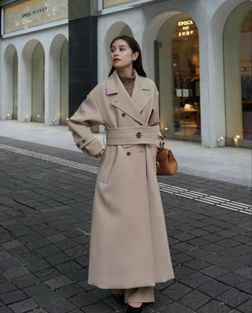 L'AUBE BLANC ローブブランWide belt Trench coat