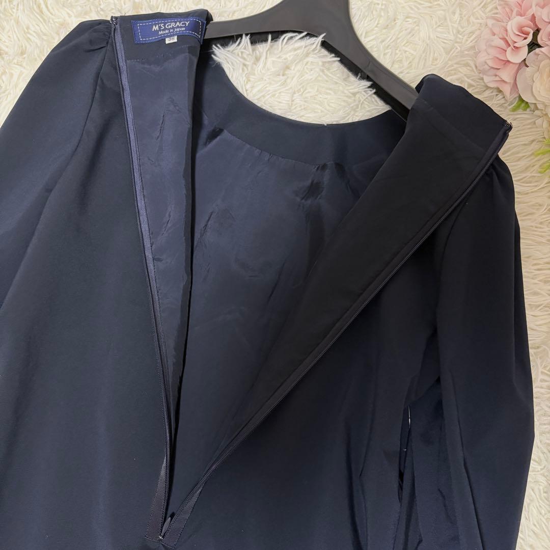 【美品】バックリボン　エムズグレイシー　ワンピース　パール　ティアード　22年