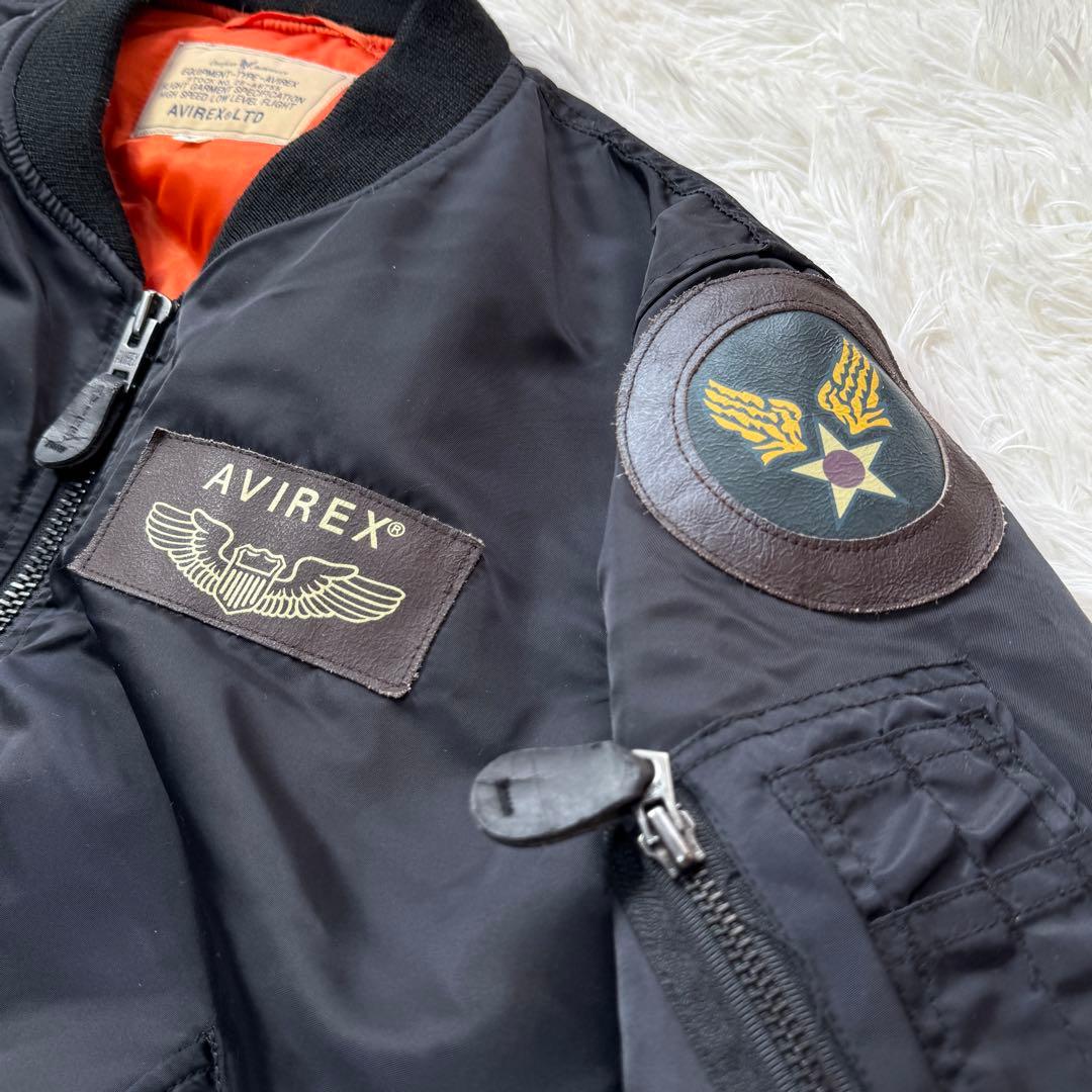 美品 AVIREX MA-1 アリューシャンタイガー 牛革ワッペン Mトップガン