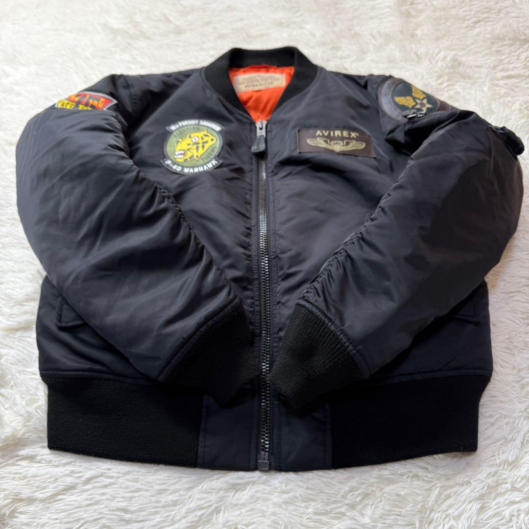 美品 AVIREX MA-1 アリューシャンタイガー 牛革ワッペン Mトップガン