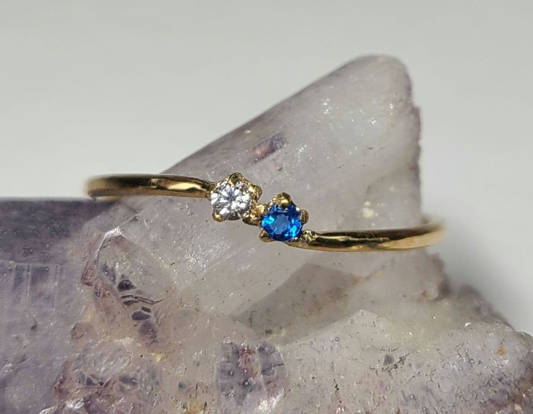 1点のみ!幻達の共演★アーガイルピンクダイヤモンド&アウイナイトリング18金★