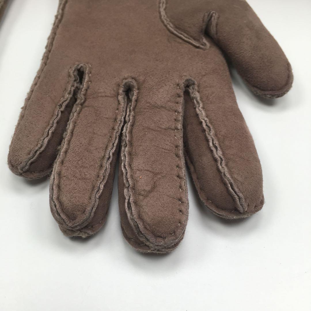 美品 エルメス ヴェスパ グレージュ ムートン ブラウン シルバー金具 手袋