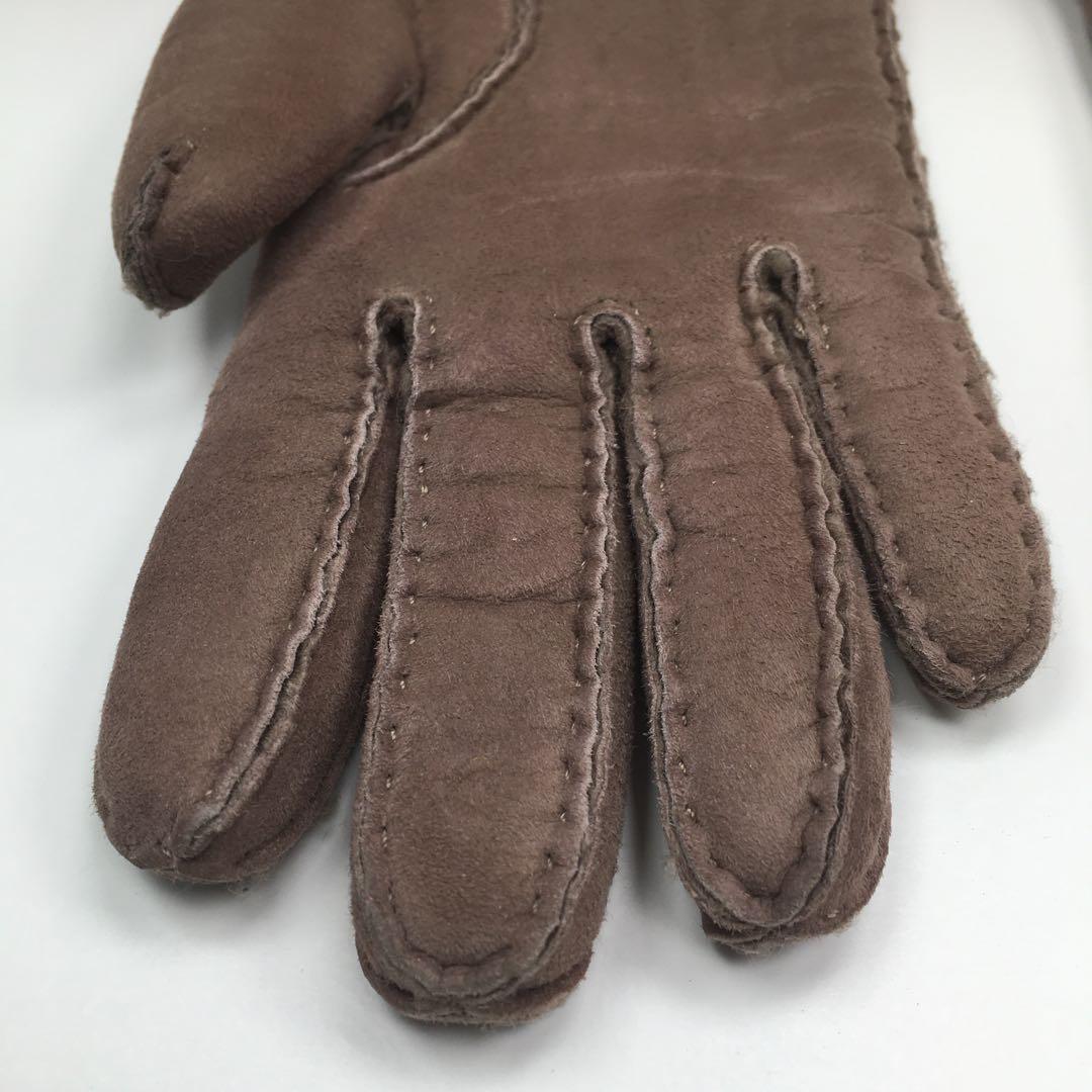 美品 エルメス ヴェスパ グレージュ ムートン ブラウン シルバー金具 手袋