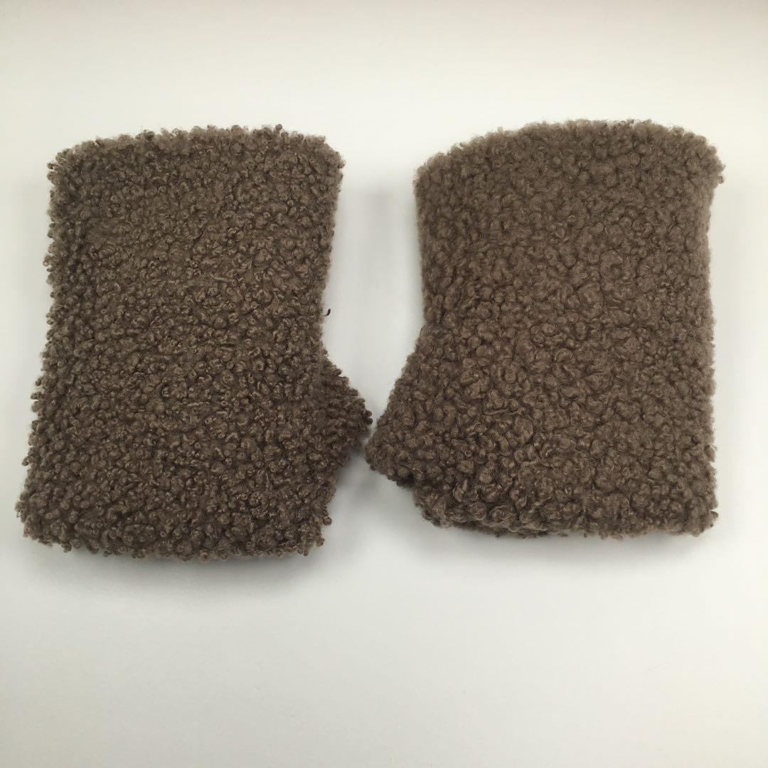 美品 エルメス ヴェスパ グレージュ ムートン ブラウン シルバー金具 手袋