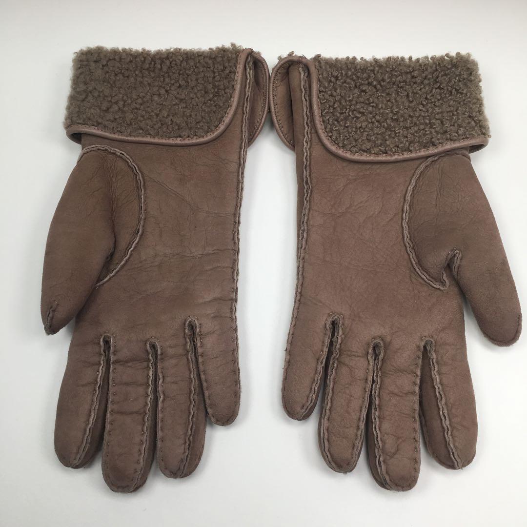美品 エルメス ヴェスパ グレージュ ムートン ブラウン シルバー金具 手袋