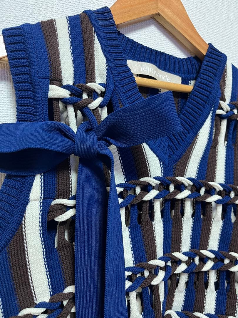 美品 ラインヴァンド leinwande ニット ジレ ベスト 紺色