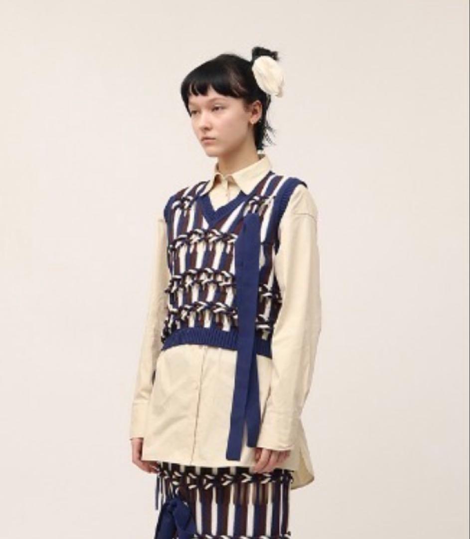 美品 ラインヴァンド leinwande ニット ジレ ベスト 紺色