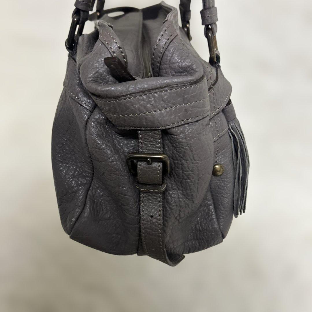 BURBERRY BLUE LABEL トートバッグ グレー　レザー ロゴ