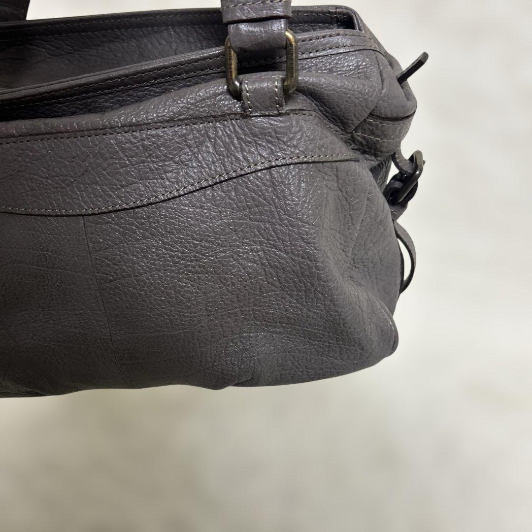 BURBERRY BLUE LABEL トートバッグ グレー　レザー ロゴ