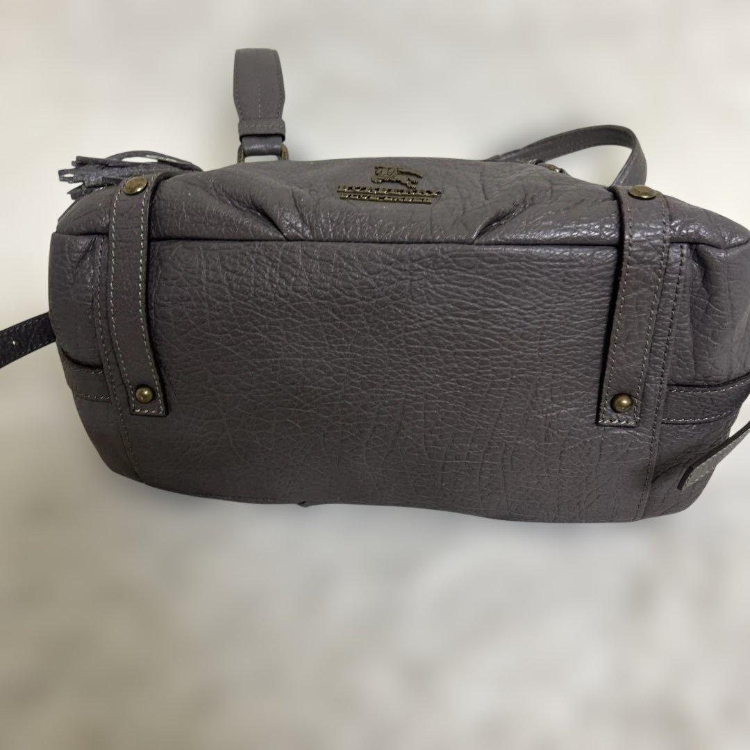 BURBERRY BLUE LABEL トートバッグ グレー　レザー ロゴ
