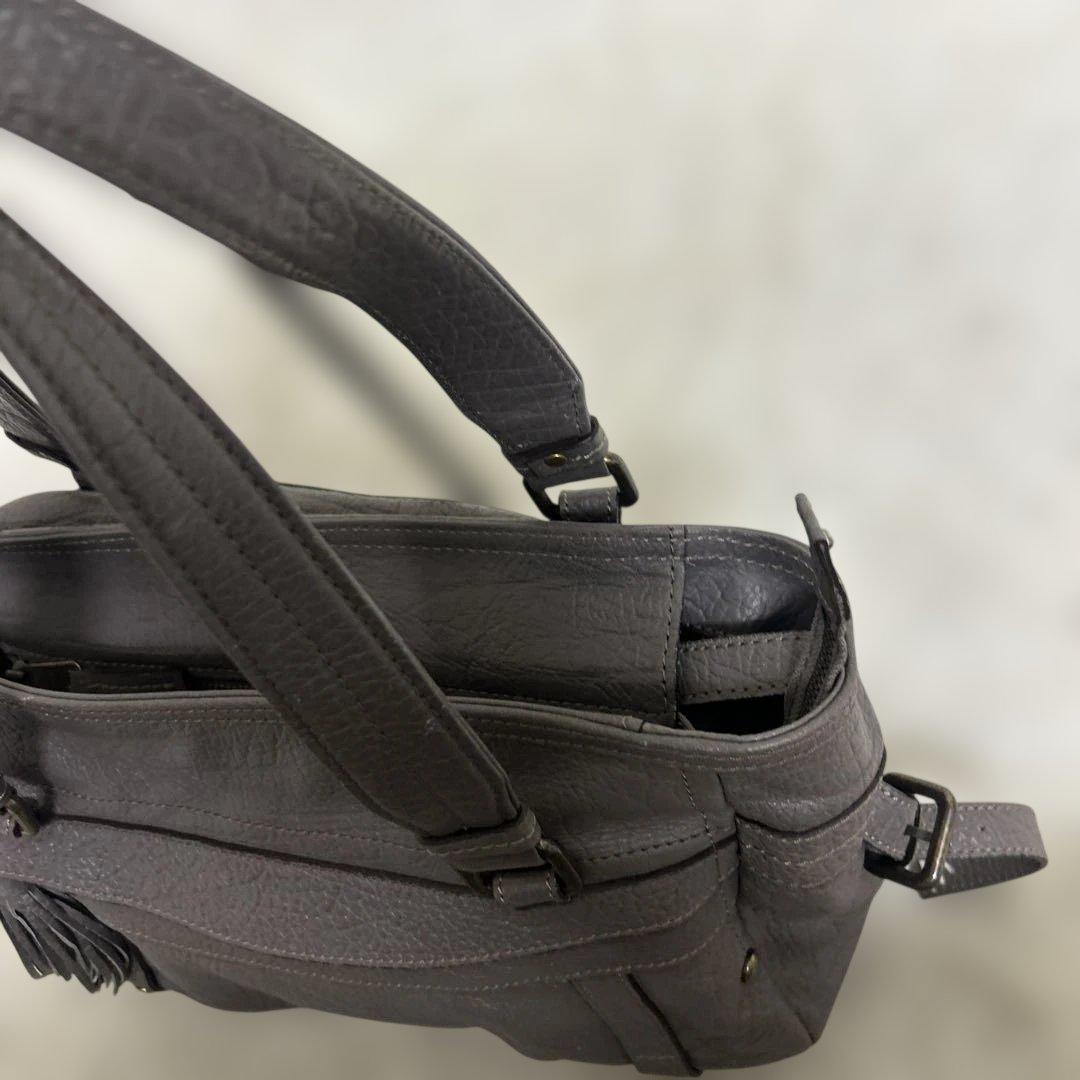 BURBERRY BLUE LABEL トートバッグ グレー　レザー ロゴ