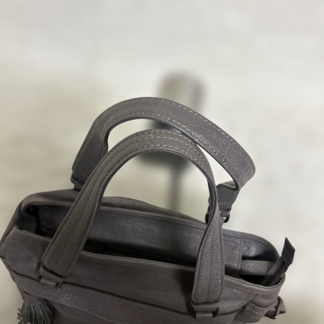 BURBERRY BLUE LABEL トートバッグ グレー　レザー ロゴ