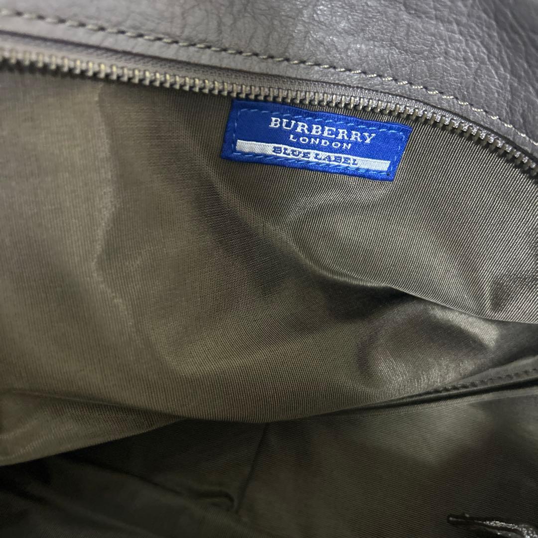 BURBERRY BLUE LABEL トートバッグ グレー　レザー ロゴ